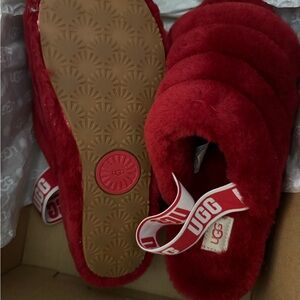 UGG Red Fluffy Slippers